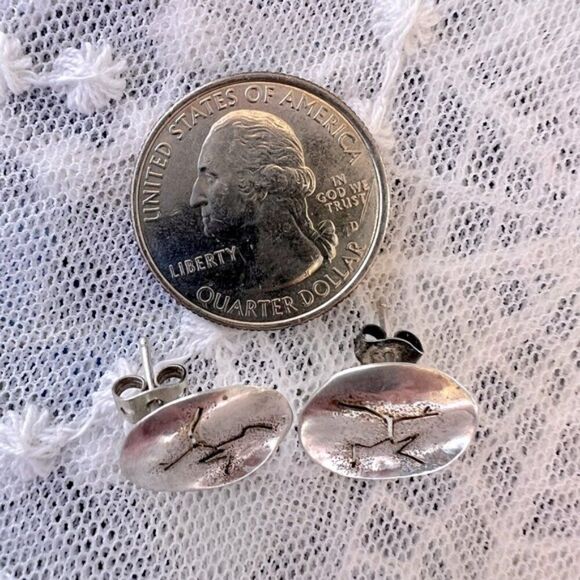 Vintage MICHOU Sterling Petroglyph Button Post Earrings - Picture 9 of 9